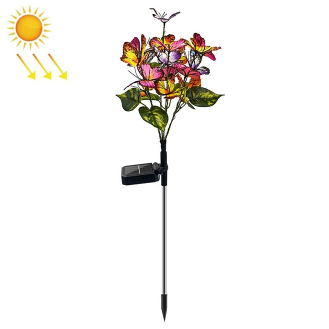 Lampe Solaire De Jardin À Piquer Effet Papillon Réaliste 21 LED Multicolores IP65 Autonomie 10 À 18 H 68 Cm - www.yonis-shop.com