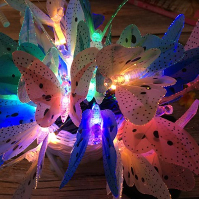 Guirlande Lumineuse Papillons Solaire À Fibre Optique 5 m 20 LED Couleurs Changeantes Résistante Aux Intempéries IP44 - www.y...