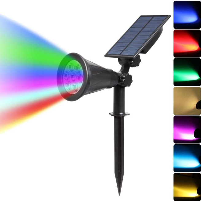 Projecteur Solaire Extérieur 2 En 1 À 4 LED Orientable Étanche IP65 200 Lumens Allumage Automatique Plus De 12 Heures - www.y...