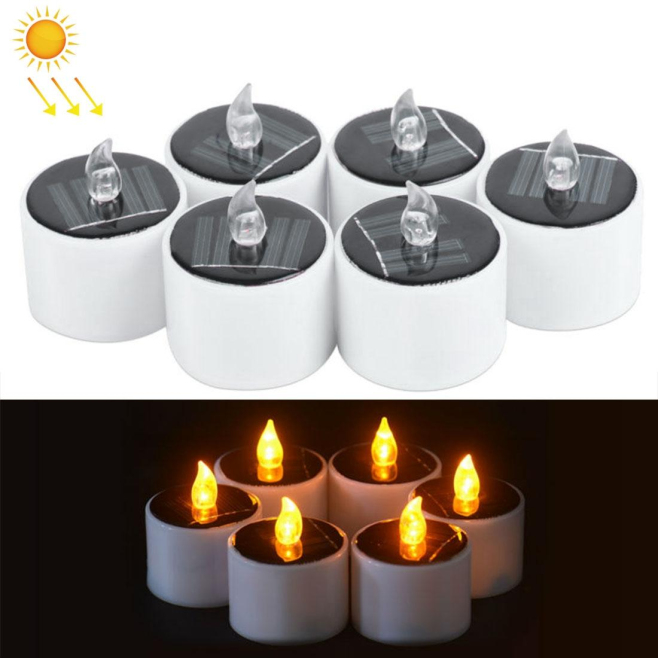 Lot De 6 Lampes Bougies Solaires LED Lumière Blanche Chaude Sans Flamme Ni Fumée Pour Décoration - www.yonis-shop.com