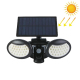 Lampe Murale Solaire 56 LED Pour Cour Et Jardin Double Tête Orientable IP65 Avec Détecteur Radar 3 À 7 M