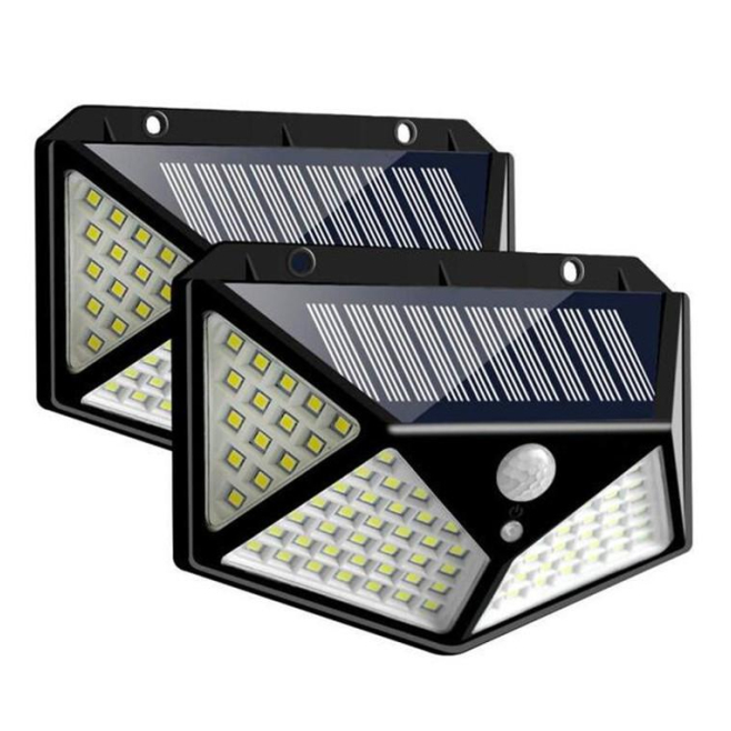 Lot De 2 Appliques Murales Solaires Extérieures 100 LED Avec Détection De Mouvement 3 Modes Étanches - www.yonis-shop.com