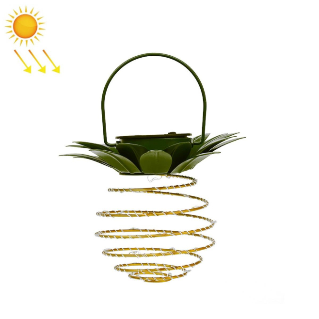 Lanterne Solaire LED Forme Ananas Pour Jardin Extérieur 24 Ou 60 LED Blanc Chaud Étanche IP44 En Fer - www.yonis-shop.com