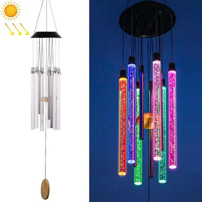 Carillon Éolien Solaire Lumineux À LED Rotatif À Effet Dégradé Pour Jardin Extérieur Autonomie De 6 À 12 Heures - www.yonis-s...