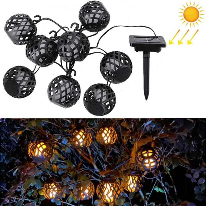 Guirlande Lumineuse Solaire 8 Lampes À Boules Effet Flamme Pour Jardin IP44 Batterie NiMH 1300 mAh - www.yonis-shop.com