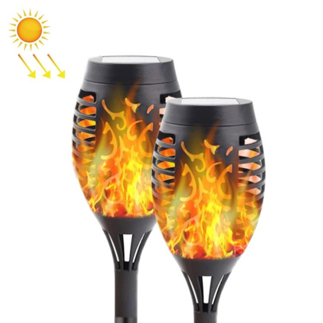 Lampes Solaires LED À Flamme Pour Jardin Et Pelouse Lot De 2 Étanches 12 LED Autonomie De 6 À 12 Heures - www.yonis-shop.com