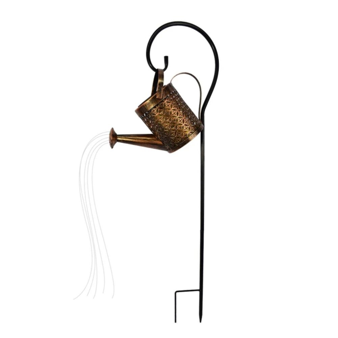 Arrosoir Lumineux Solaire Décoratif Pour Jardin En Fer 36 LED Blanc Chaud Étanche IP55 Avec Support 80 Cm - www.yonis-shop.com