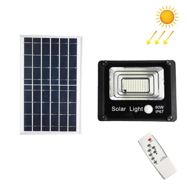 Projecteur Solaire LED Extérieur 80W Avec Capteur Intelligent Télécommande Étanchéité Et Panneau 8W - www.yonis-shop.com