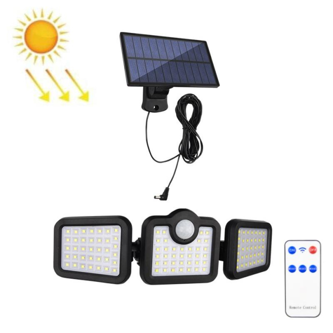 Lampe Murale Solaire Extérieure Pour Jardin À Détecteur De Mouvement 3 Têtes Orientables IP65 3 Modes - www.yonis-shop.com