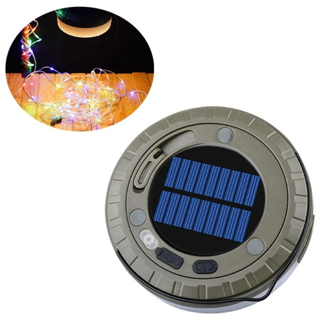 Lampe LED De Camping Solaire Et Rechargeable USB C Avec Guirlande RGB 10 M Rétractable Résistante À L’Eau Avec Crochet Intégr...