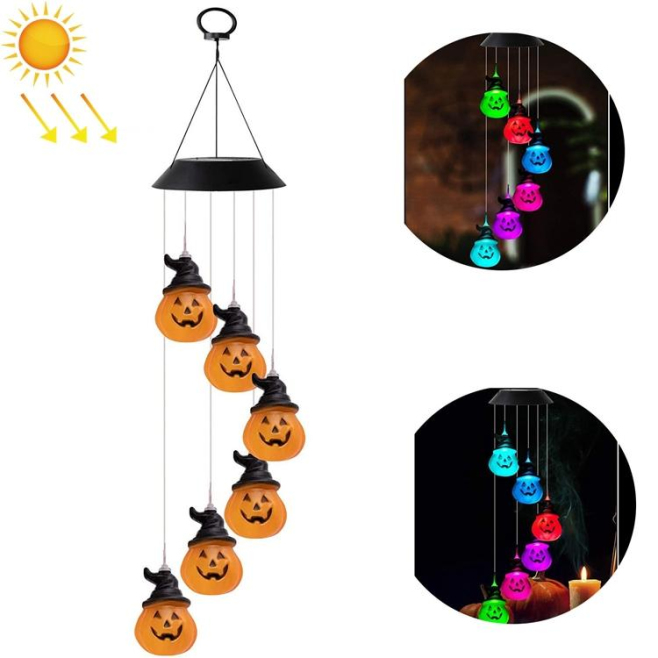 Lampe Carillon Solaire 6 LED Citrouille Décoration De Jardin Halloween Lumière Multicolore Dégradée 6 À 8 Heures - www.yonis-...