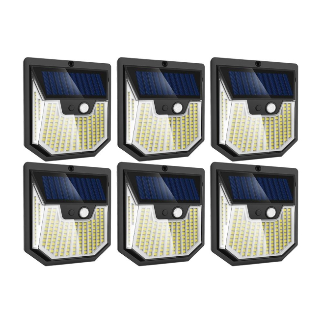 Lampes Solaires Murales Extérieures Lot De 6 À Détecteur De Mouvement 159 LED IP44 Pour Jardin - www.yonis-shop.com