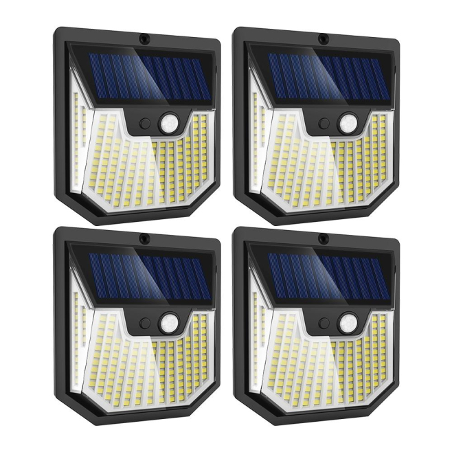 Applique Murale Solaire Extérieure 4 Pièces Avec Détecteur De Mouvement 159 LED IP44 Blanc Froid - www.yonis-shop.com