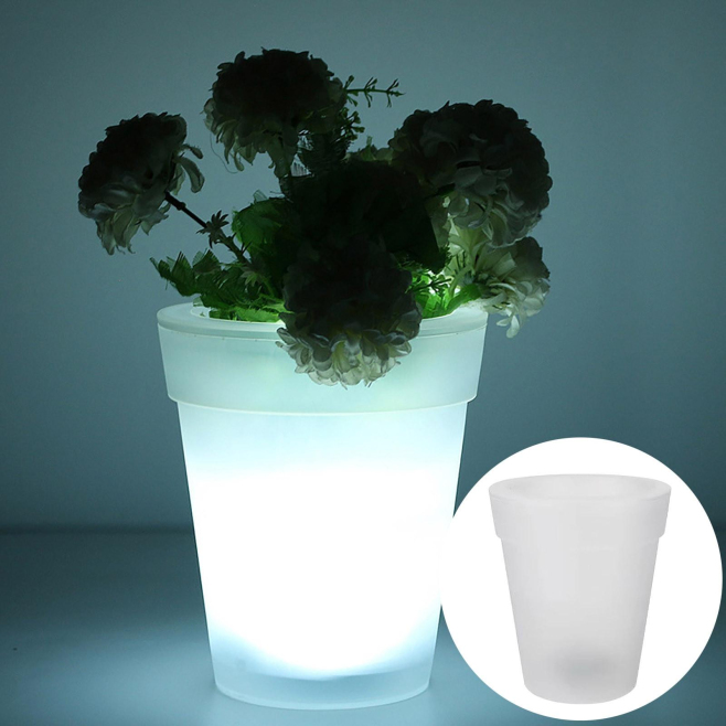 Pot De Fleurs Lumineux Solaire LED Pour Jardin Et Cour IP44 4 LED Lumière Blanche 19 Cm - www.yonis-shop.com