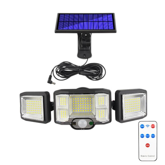Applique Murale Solaire LED Extérieure Avec Détecteur De Mouvement Télécommande 192 LED 450 À 500 Lumens 3 Modes Étanche - ww...
