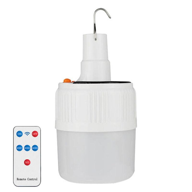 Ampoule LED Solaire Rechargeable Extérieure Étanche IP65 Avec Crochet Charge USB 5 Modes 42 LED 2400 mAh - www.yonis-shop.com