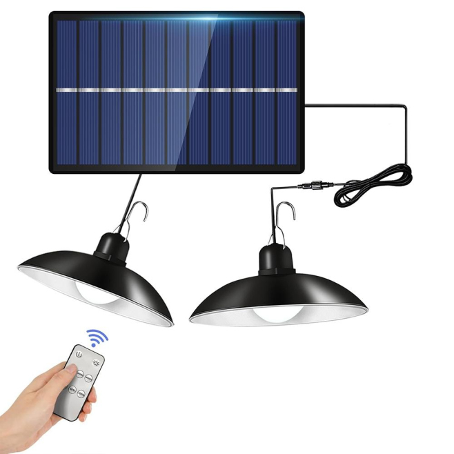 Lampe Solaire LED Suspendue Intérieure Et Extérieure IP65 Avec Télécommande 3 Intensités Et Panneau Orientable - www.yonis-sh...