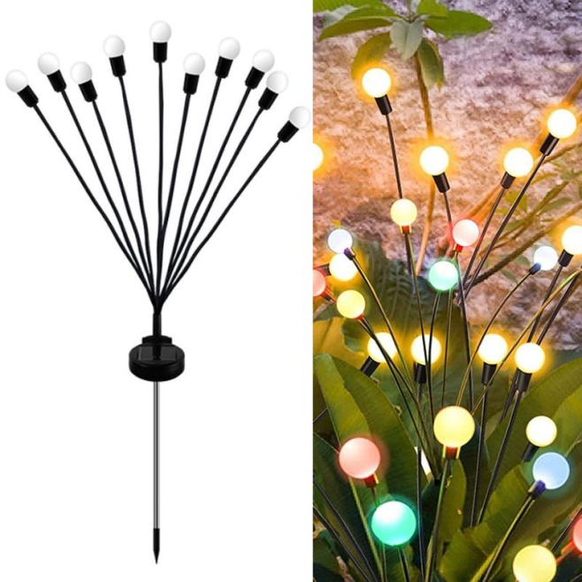 Lampes Solaires De Jardin Style Lucioles Lot De 2 Étanches 10 Têtes Colorées Allumage Automatique 8 À 12 h - www.yonis-shop.com