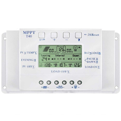 Régulateur De Charge Solaire MPPT 40 A 12 V 24 V Avec Écran LCD Charge PWM Et Protections Batterie