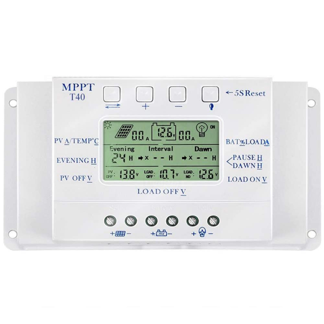 Régulateur De Charge Solaire MPPT 40 A 12 V 24 V Avec Écran LCD Charge PWM Et Protections Batterie - www.yonis-shop.com