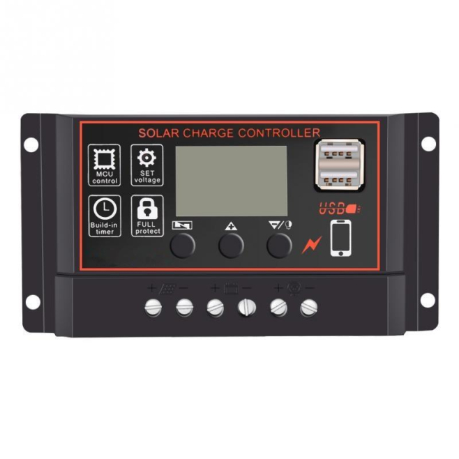Contrôleur De Charge Et Décharge Solaire 30A 12V 24V PWM Avec Écran LCD Double USB Et Minuterie D’Éclairage - www.yonis-shop.com