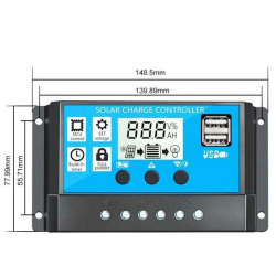 Contrôleur De Charge Solaire Pour Systèmes Solaires 12/24V Adaptatif Double USB 5V/3A Écran LCD 10 20 30 40 50 60A