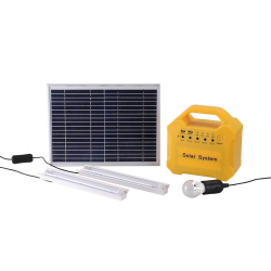 Kit D’Éclairage Solaire LED 10 W Rechargeable Avec Batterie 12 V 7 Ah Deux Lampes Et Charge USB