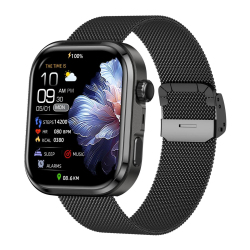 Montre Connectée Avec Appels Bluetooth Suivi Santé HRV Écran HD Bracelet En Acier Milan Autonomie 5 À 7 Jours