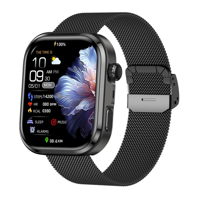Montre Connectée Avec Appels Bluetooth Suivi Santé HRV Écran HD Bracelet En Acier Milan Autonomie 5 À 7 Jours - www.yonis-sho...