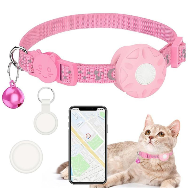 Collier GPS Pour Chat Avec Suivi En Temps Réel Compatible iOS Android Et AirTag Boucle Anti Étranglement Réfléchissant - www....