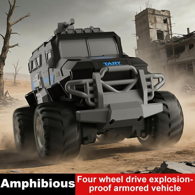Véhicule Blindé Radiocommandé Tout-Terrain Amphibie Étanche 4x4 Avec Télécommande 2,4 GHz Et 30 Minutes D’Autonomie - www.yon...