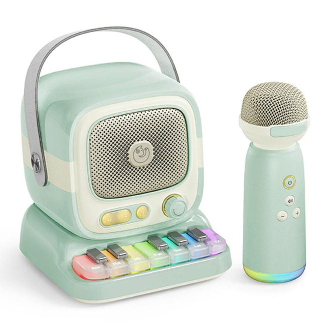 Enceinte Karaoké Bluetooth Portable Avec Microphone Sans Fil Clavier Piano Et Éclairage Multicolore - www.yonis-shop.com