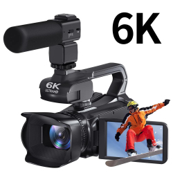 Caméscope Numérique 6K 64 MP Avec Zoom Numérique 18x Écran Tactile 4 Pouces WiFi Et Microphone
