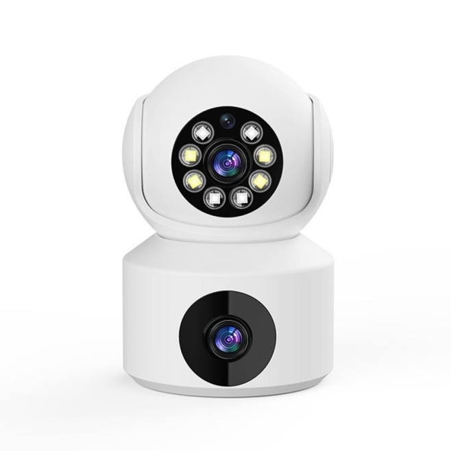 Caméra De Surveillance Connectée À Rotation 360° Double Objectif 1080P Vision Nocturne Contrôle À Distance Blanche - www.yoni...