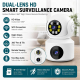 Caméra De Surveillance Connectée À Rotation 360° Double Objectif 1080P Vision Nocturne Contrôle À Distance Blanche - www.yoni...