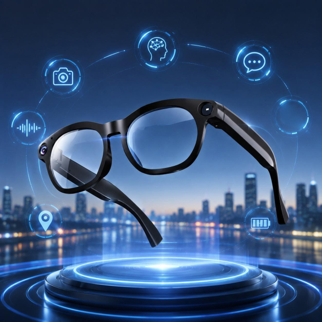 Lunettes Connectées IA Avec Caméra 8 MP Vidéo Assistant Vocal WiFi Verres Anti Lumière Bleue Noires - www.yonis-shop.com