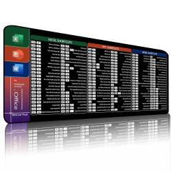 Tapis De Souris &Eacute;tendu Avec Raccourcis Clavier Excel Word Et Power Point Bords Cousus Base Antid&eacute;rapante