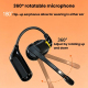 Oreillette Bluetooth À Crochet D’Oreille Pour Appels Avec Réduction De Bruit IA Micro Amovible Et Résistante À La Pluie - www...