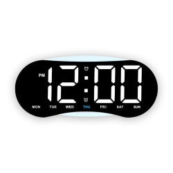 Horloge Numérique LED Courbée Murale Ou De Bureau Grand Affichage Heure Jour Date Température Veilleuse Dimmable - www.yonis-...