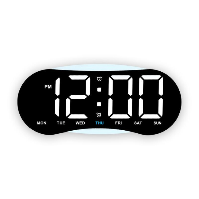 Horloge Numérique LED Courbée Murale Ou De Bureau Grand Affichage Heure Jour Date Température Veilleuse Dimmable - www.yonis-...