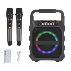 Enceinte Bluetooth Portable Avec 2 Microphones Sans Fil Rechargeables Éclairage RGB 25 W USB FM