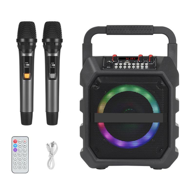 Enceinte Bluetooth Portable Avec 2 Microphones Sans Fil Rechargeables Éclairage RGB 25 W USB FM - www.yonis-shop.com