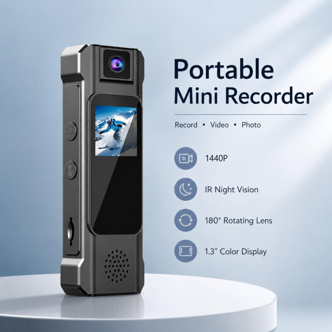 Caméra Piéton 1440P Avec Écran Couleur Objectif Rotatif À 180° Et Autonomie De 5 Heures - www.yonis-shop.com