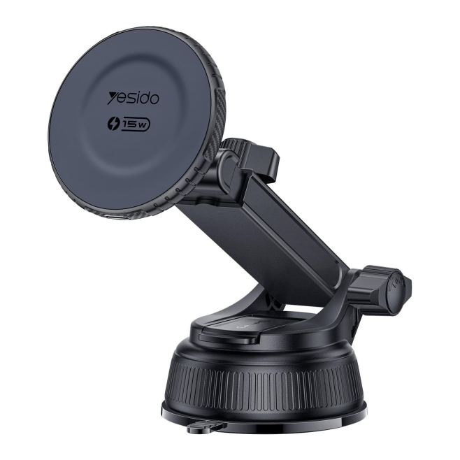 Support Téléphone Voiture Magnétique À Ventouse Avec Charge Sans Fil Rapide 15W Pour iPhone 12 À 17 Tête Rotative 360° - www....