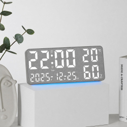 Horloge Numérique Murale Et De Bureau Grand Écran Température Humidité Double Alarme Veilleuse RGB