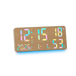 Horloge Numérique Murale Et De Bureau Grand Affichage Température Humidité Double Alarme Veilleuse RGB