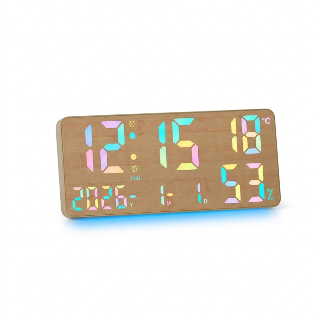 Horloge Numérique Murale Et De Bureau Grand Affichage Température Humidité Double Alarme Veilleuse RGB - www.yonis-shop.com