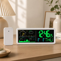 Station Météo Sans Fil Avec Capteur Extérieur Horloge Numérique Prévisions À 3 Jours Et 3 Alarmes