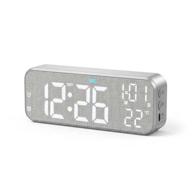 Réveil Numérique De Bureau LED Silencieux Pour Chambre Avec Date Température Double Alarme Et Luminosité Réglable - www.yonis...