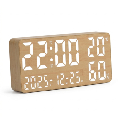 Horloge Numérique Murale Et De Bureau À Grand Affichage Blanc Fixe Avec Température Et Humidité Et Deux Alarmes